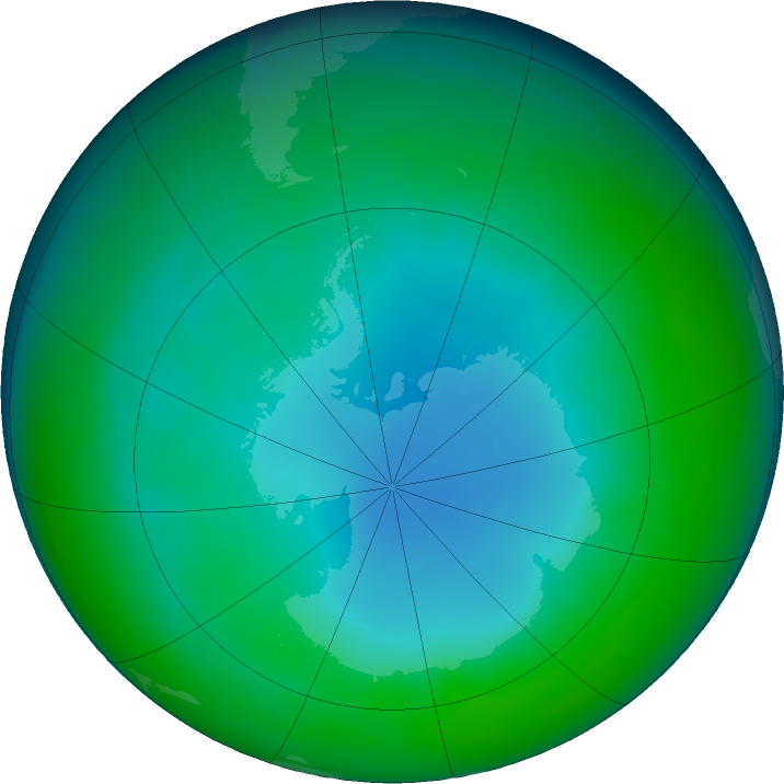 Antarctic ozone map for June 2017